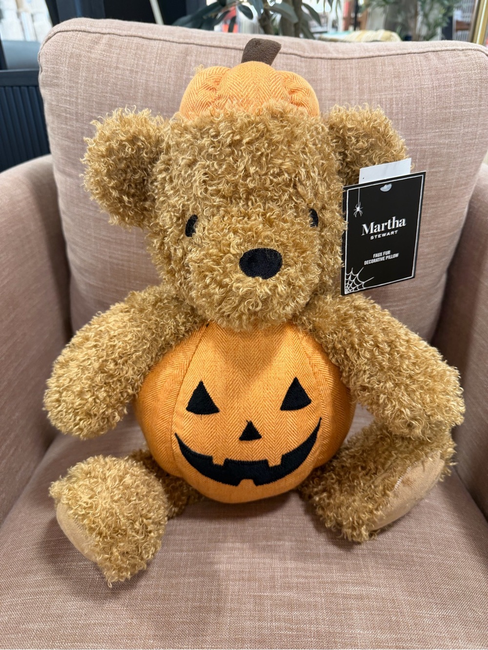 Martha Stewart Pumpkin Bear Plush - Orange decorative Halloween plush